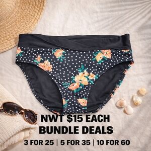George Plus Floral Polka Dot High Waist Bikini Bottom 1X/2X NWT